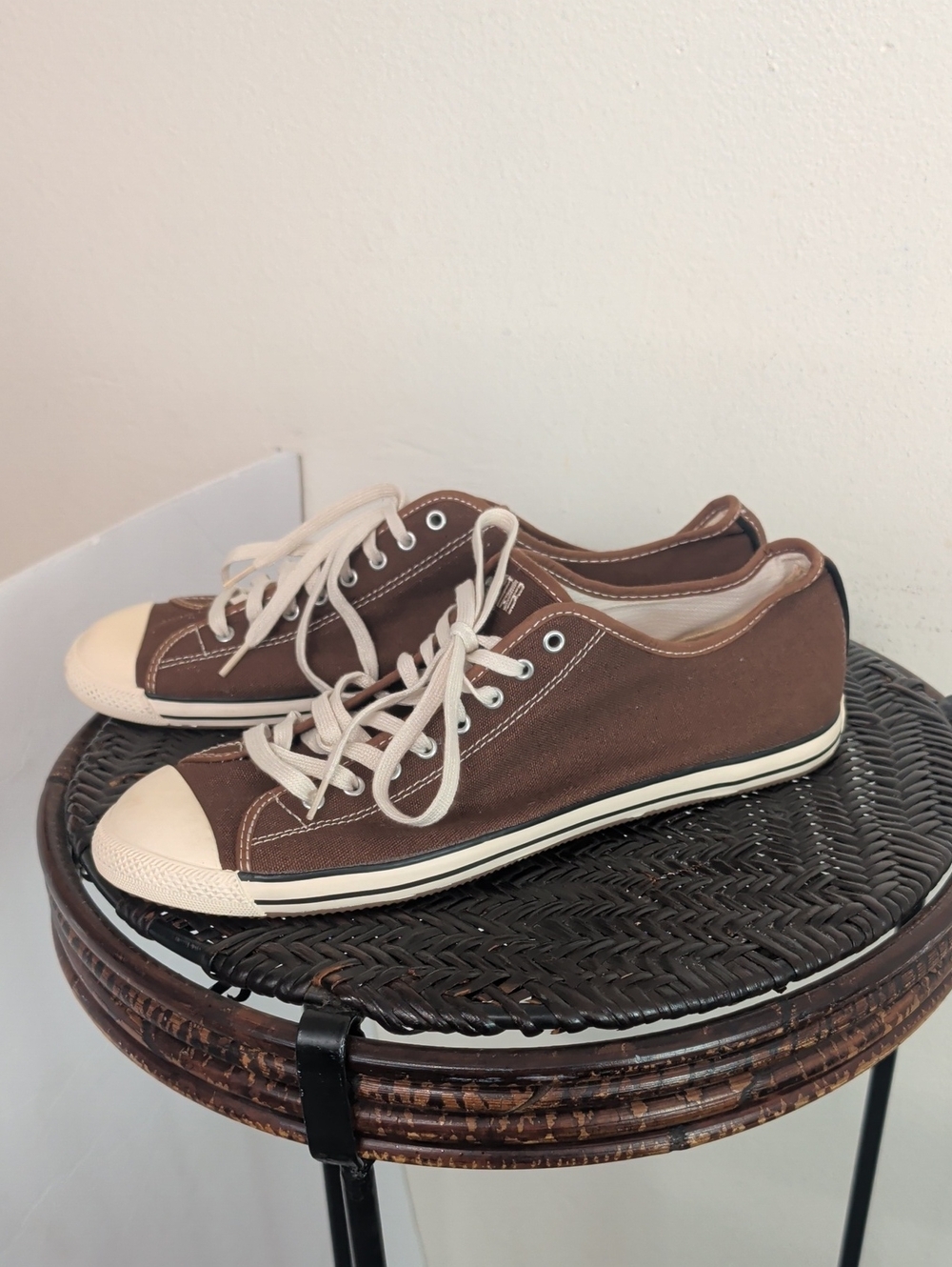 Converse All Star Brown Low Top Light Canvas Shoes Sneakers US Sz Womens 10